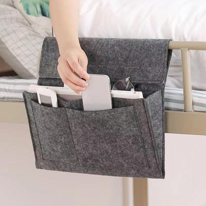 5-Pocket Felt Bedside Caddy, Hanging Bed Organizer for Phone, Glasses, Magazines & Water Bottles