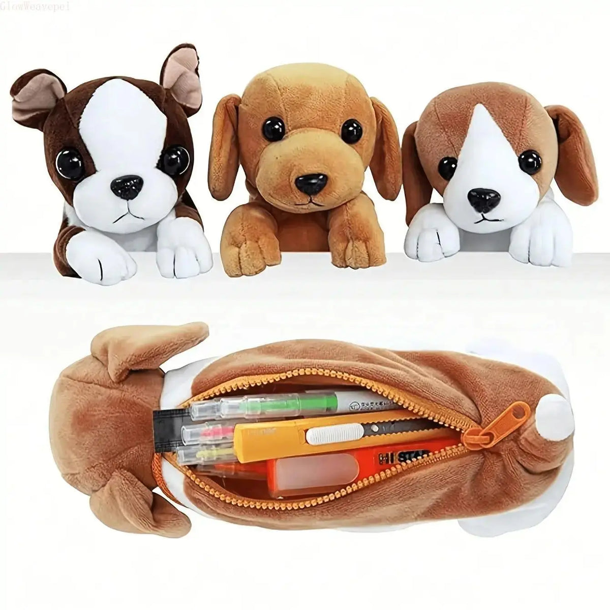 Cute Dachshund Plush Pencil Bag, Large Capacity Dog Pen Holder, Aesthetic School & Desk Organizer