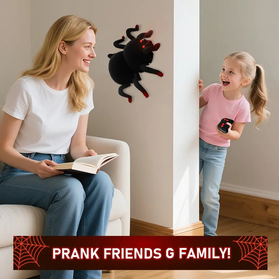 Remote Control Spider Toy – Rechargeable LED Eyes & 360° Spin Motion