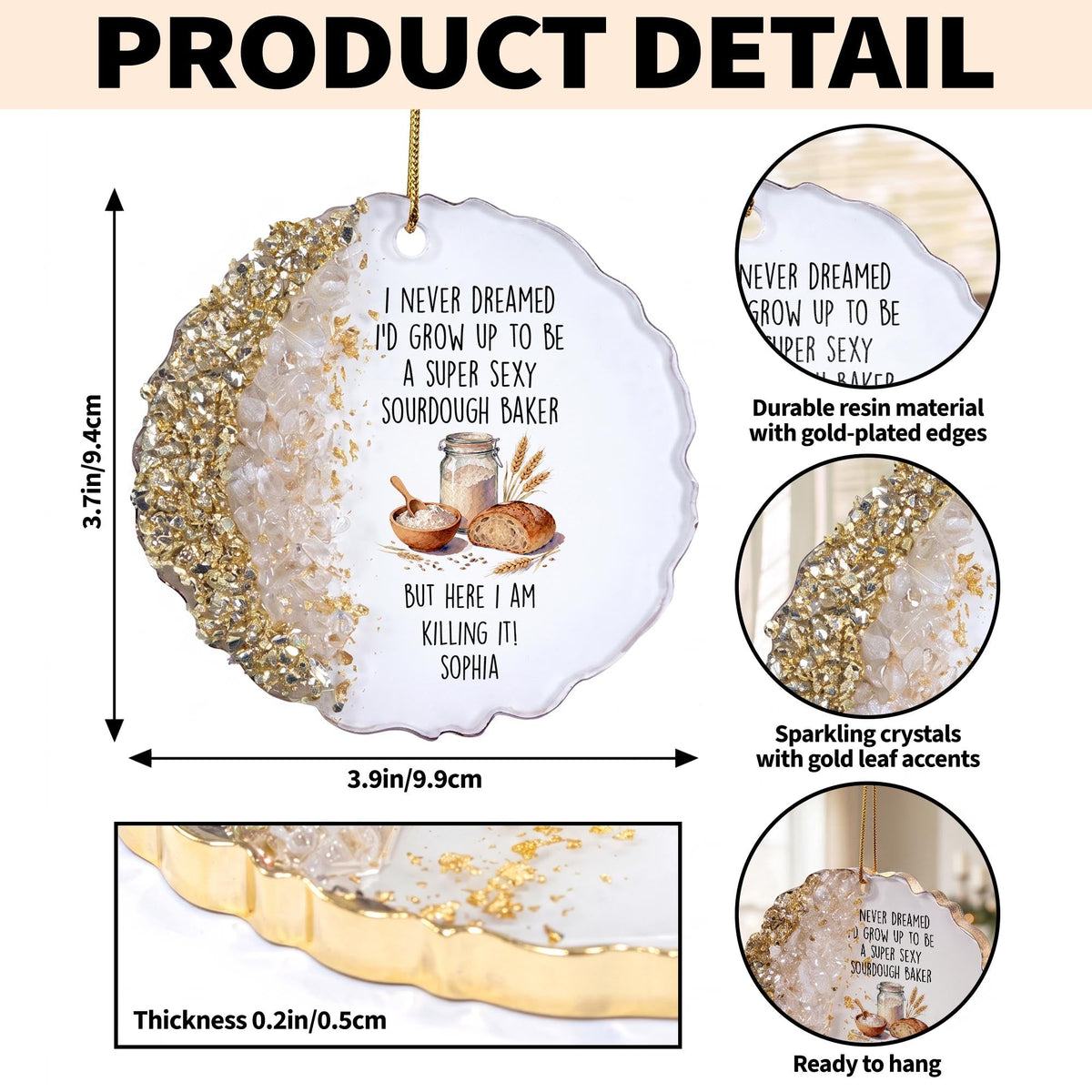 Funny Sourdough Baker Resin Ornament, Gift For Baking Lovers - 8