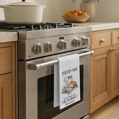 Feed Me Bubbly, Personalized Kitchen Towel, Gift for Sourdough Lovers - 8