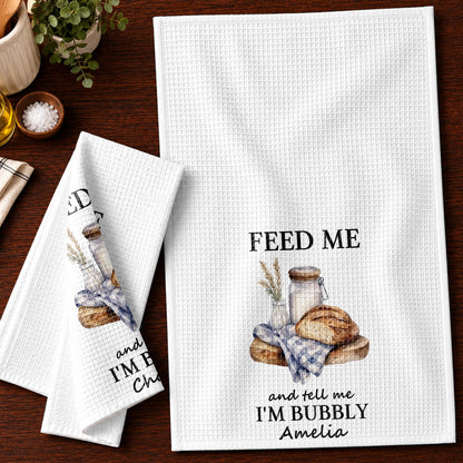 Feed Me Bubbly, Personalized Kitchen Towel, Gift for Sourdough Lovers - 9