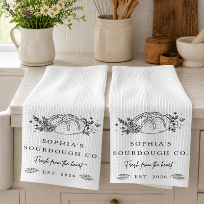 Sourdough Co Fresh From The Heart, Personalized Kitchen Towel, Baker Gift - 3