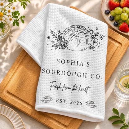 Sourdough Co Fresh From The Heart, Personalized Kitchen Towel, Baker Gift - 5