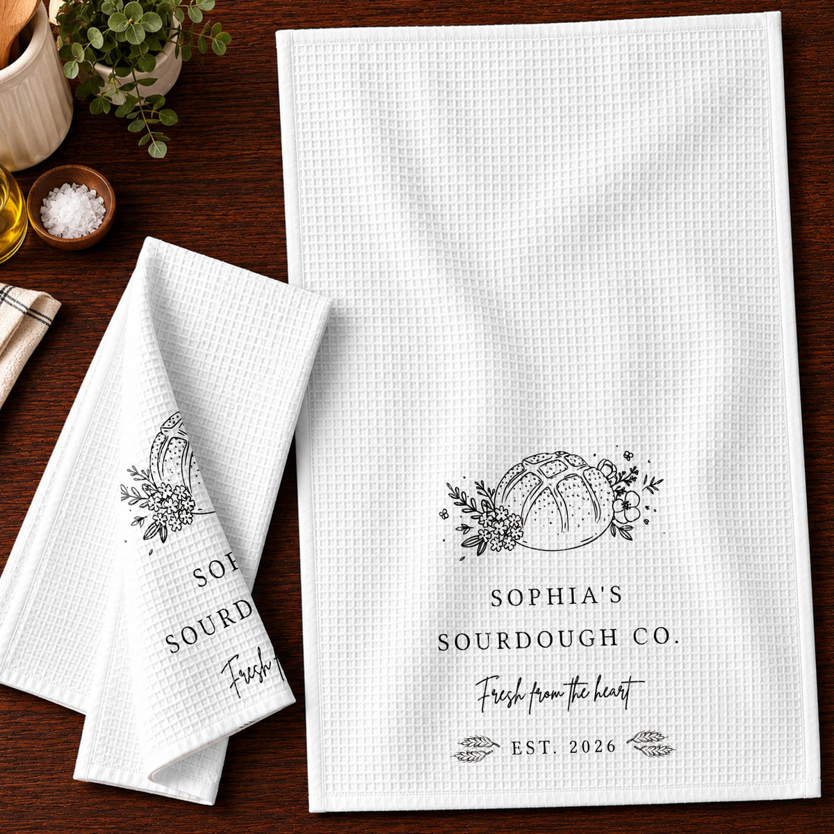 Sourdough Co Fresh From The Heart, Personalized Kitchen Towel, Baker Gift - 9