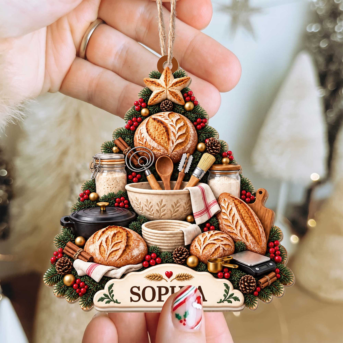 Sourdough Lover Holiday Dream, Custom Ornament, Gift For Bakers - 5