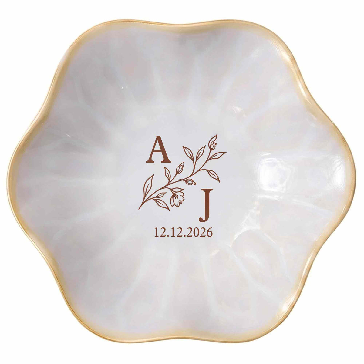 Our Monogram Floral, Personalized Lotus Jewelry Dish, Gift For Couples - 2