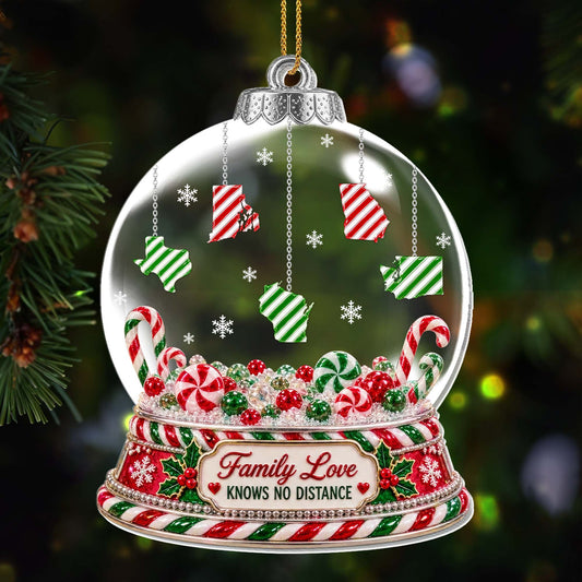 Family Love Knows No Distance, Personalized Acrylic Ornament, Gift For Family - 1