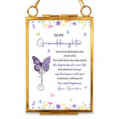 To My Granddaughter Wedding, Personalized Metal Frame Ornament, Gift - 7