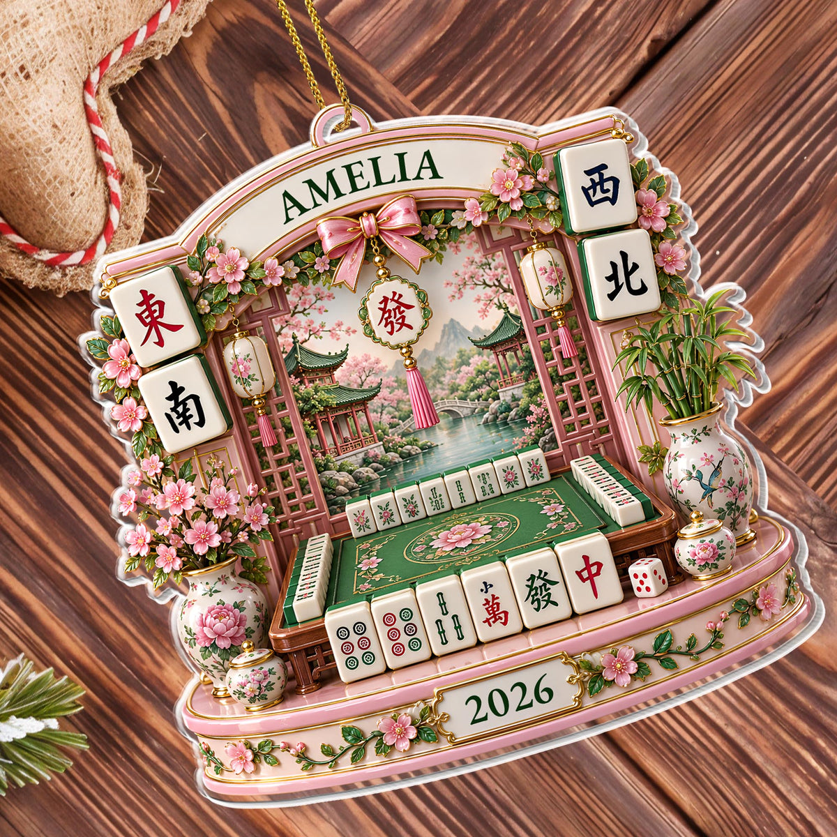 A Life Of Luck Mahjong Table, Acrylic Ornament, Gift For Mahjong Lovers - 2