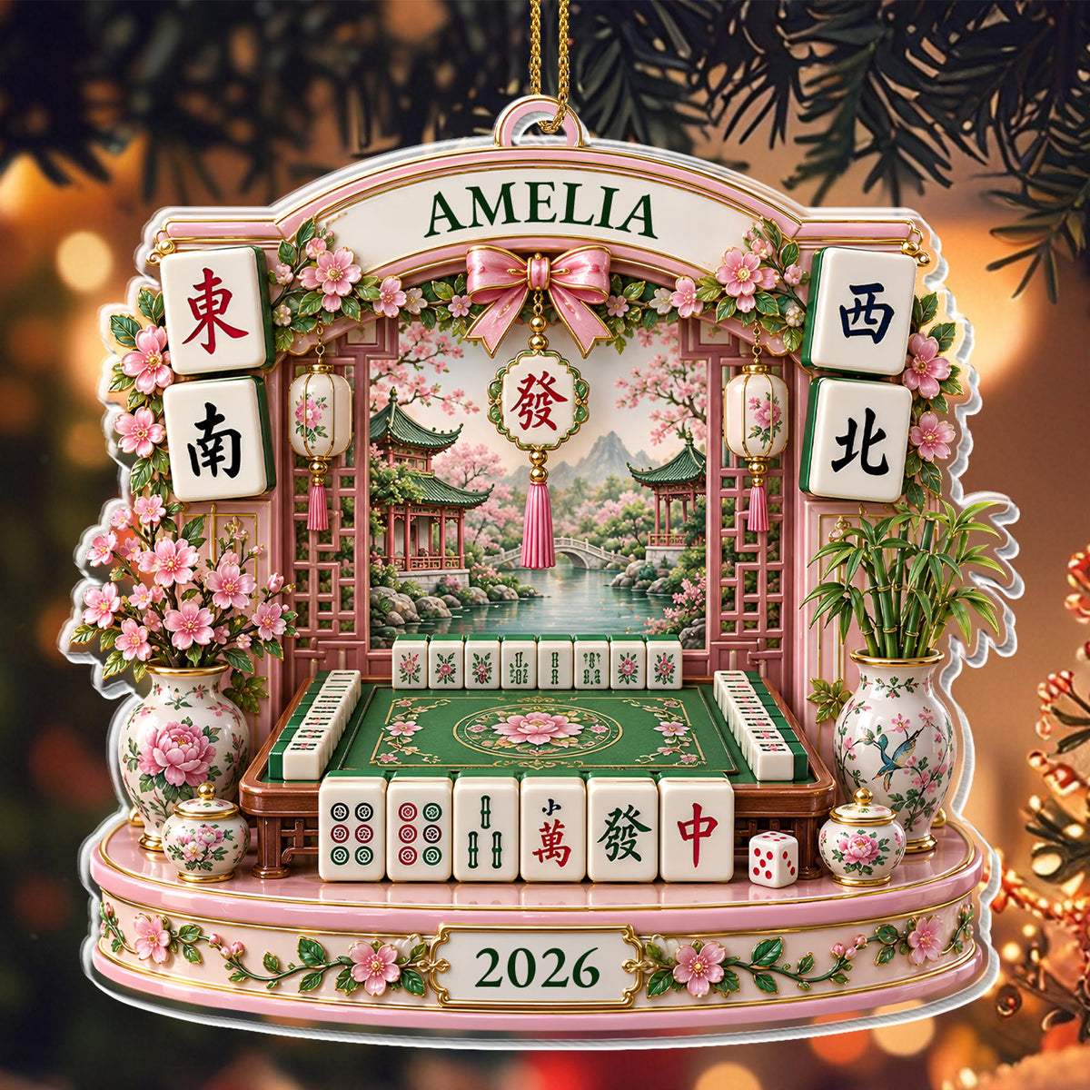 A Life Of Luck Mahjong Table, Acrylic Ornament, Gift For Mahjong Lovers - 1