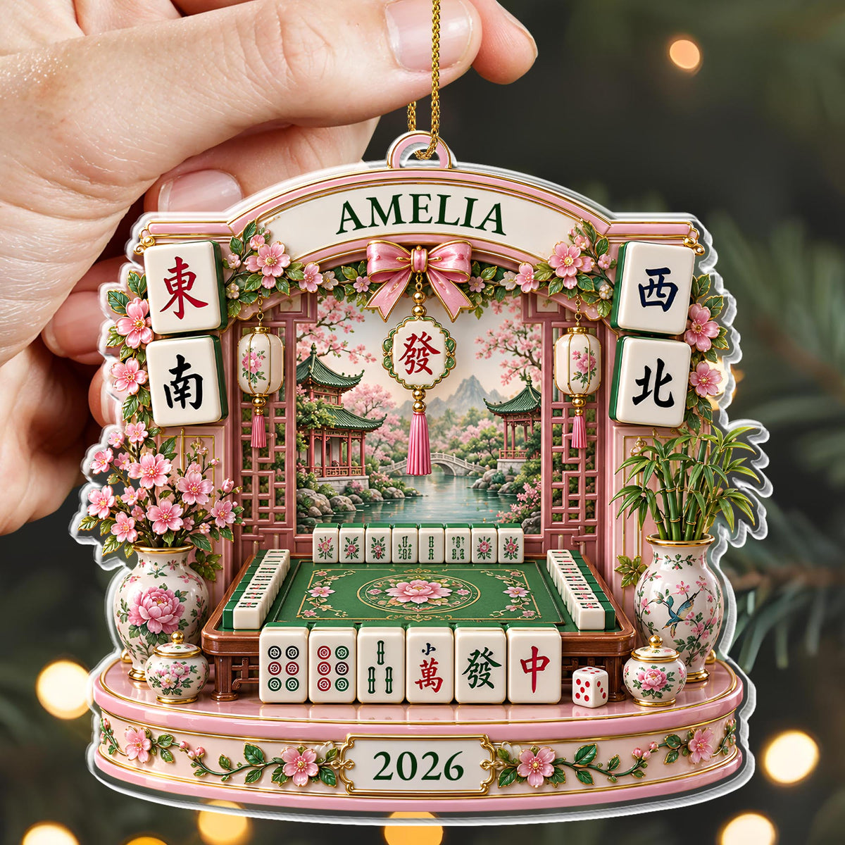 A Life Of Luck Mahjong Table, Acrylic Ornament, Gift For Mahjong Lovers - 4