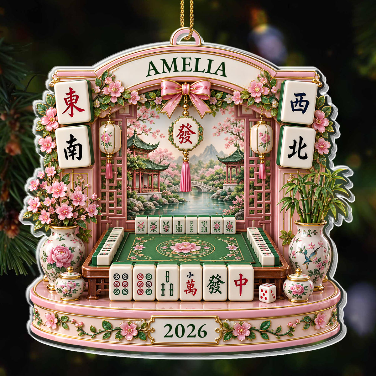 A Life Of Luck Mahjong Table, Acrylic Ornament, Gift For Mahjong Lovers - 7