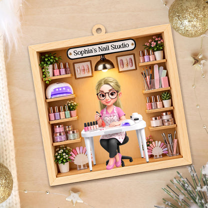 My Nail Studio Custom Nail Artist Design, Wood Ornament, Gift For Nail Techs & Nail Lovers - 11
