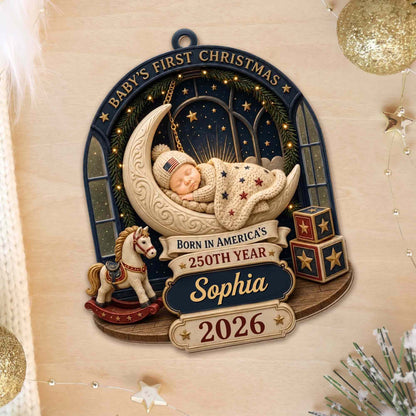 Baby's First Christmas, Custom Wood Ornament, Gift For New Parents - 4