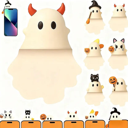 3D Halloween Phone Charms, 6-Pack Spooky Ghost, Pumpkin & Bat Decorations