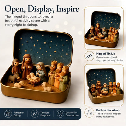 Mini Nativity Scene Set with Storage Box 🎄✝️ Hand-Painted Christmas Figurines, Portable Holiday Decor & Gift 🎁✨
