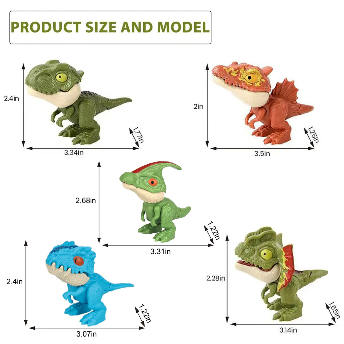 Jurassic World 5-Piece Dinosaur Toy Set – 5 Random Designs from 24, Movable Biting Figures for Kids 3+