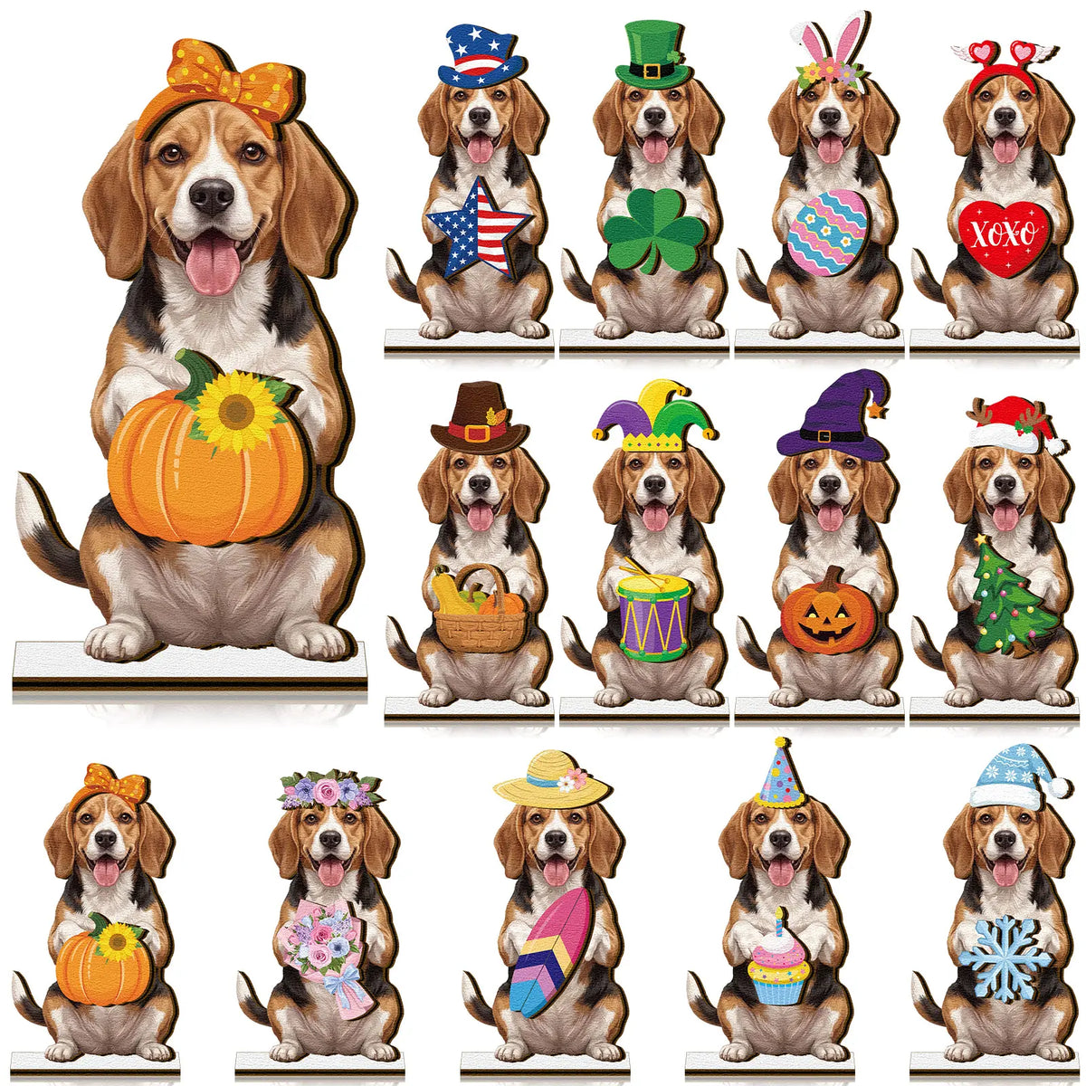 Halloween Golden Retriever Desk Sign with Magnetic Hat, Cute Wooden Decor for Dog Lovers & Pet Families