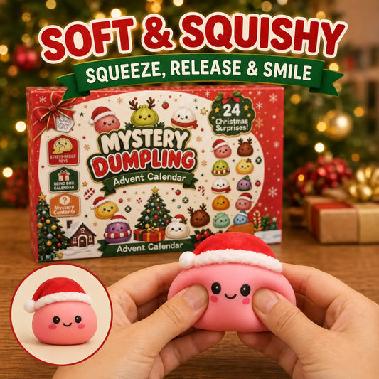 Christmas Mini Squishies Advent Calendar 2026, 24-Day Dumpling Squishy Toy Countdown with Glitter Toys for Kids