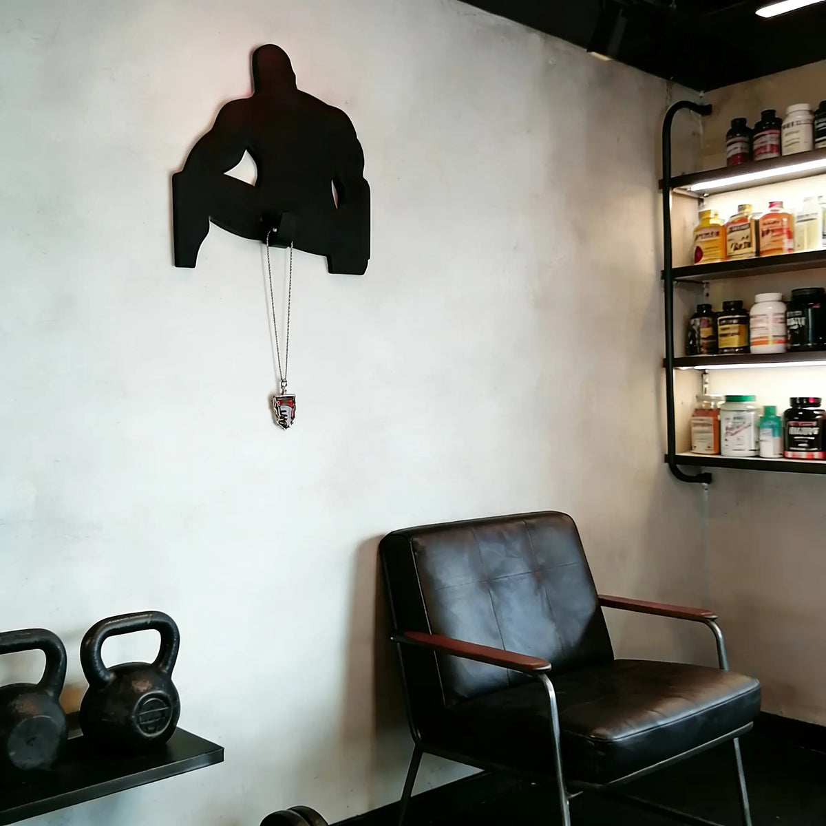 Black Metal Muscular Figure Wall Hook, Multi-Use Key Holder & Entryway Organizer, Unique Gift for Men