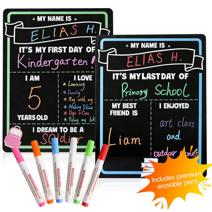 Reusable First & Last Day of School Chalkboard Sign for Kids, Back to School Photo Prop