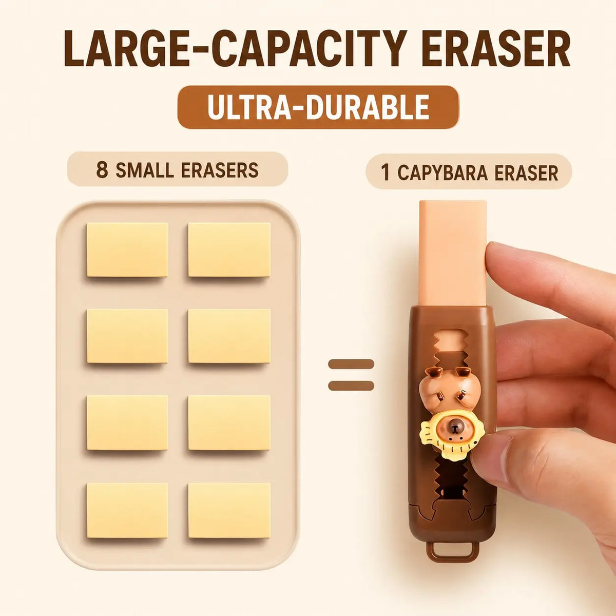 Cute Capybara Retractable Eraser, Push-Pop Animal Stationery for School & Office