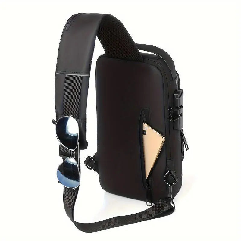 Men's Anti-Theft Chest Bag with Combination Lock — Durable Oxford Fabric, Adjustable Shoulder Strap; Ideal for Motorcycling and Casual Sports; Crossbody Style with a Summer Vibe.
