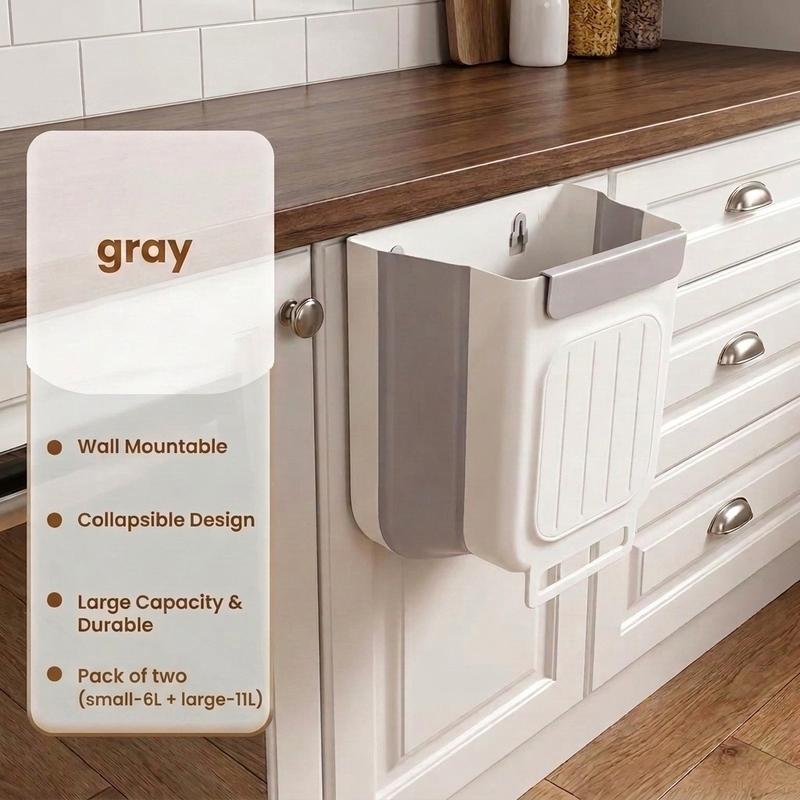 🗑️ Hanging Kitchen Trash Can, Space-Saving Cabinet Door Waste Bin for Food Scraps & Small Spaces