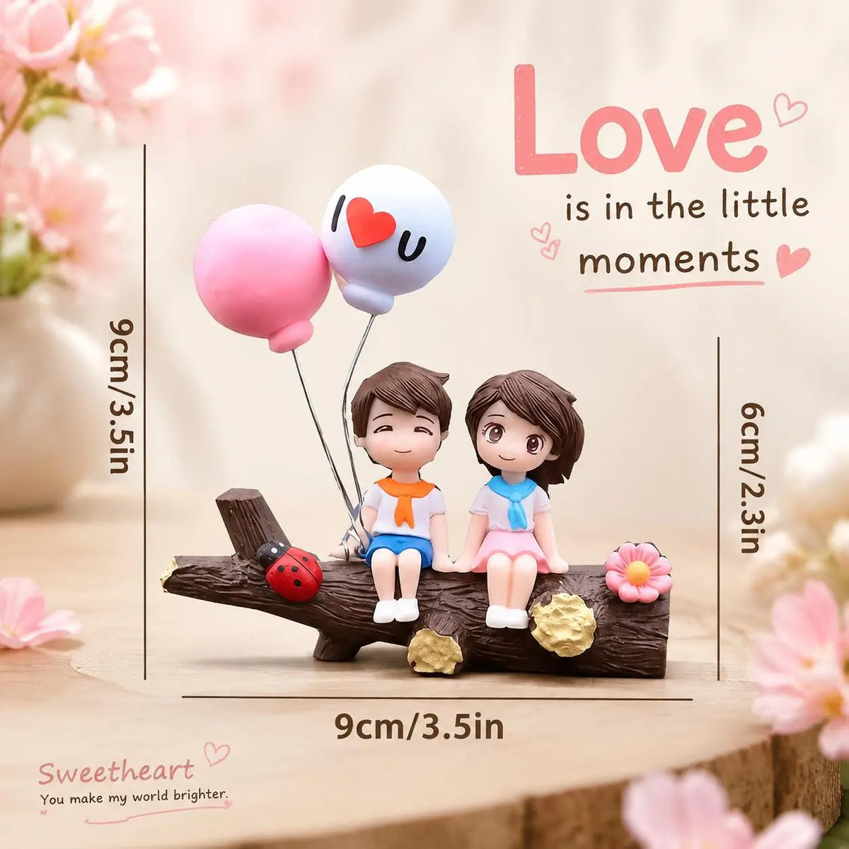 Whimsical Cartoon Couple Car Ornament, Cute Interior Decoration, Girly Car Accessory & Gift for Teen Girls
