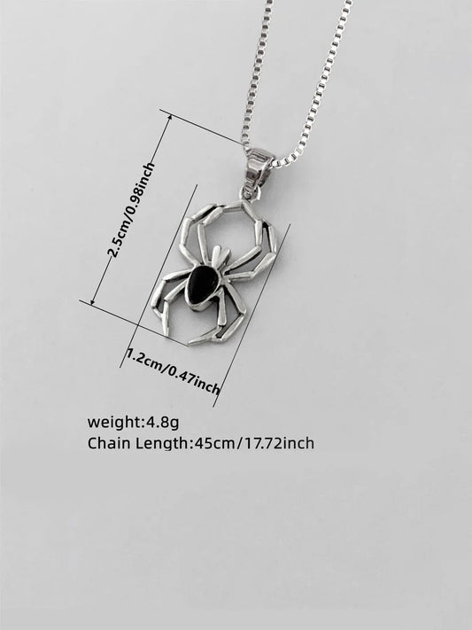 Gothic Spider Pendant Necklace for Women, Dainty Witchy Fashion Jewelry
