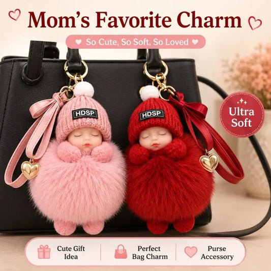 2PCS Handmade Sleeping Baby Doll Keychains – Cute Purse & Bag Charms