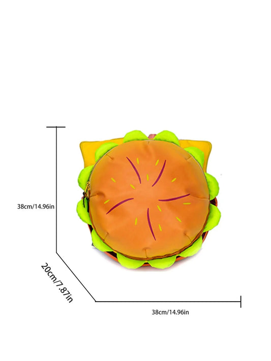 Women's Novelty Hamburger Backpack, Cute Large Capacity School Bag with Adjustable Straps