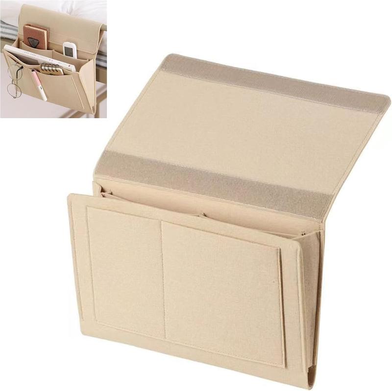 5-Pocket Felt Bedside Caddy, Hanging Bed Organizer for Phone, Glasses, Magazines & Water Bottles