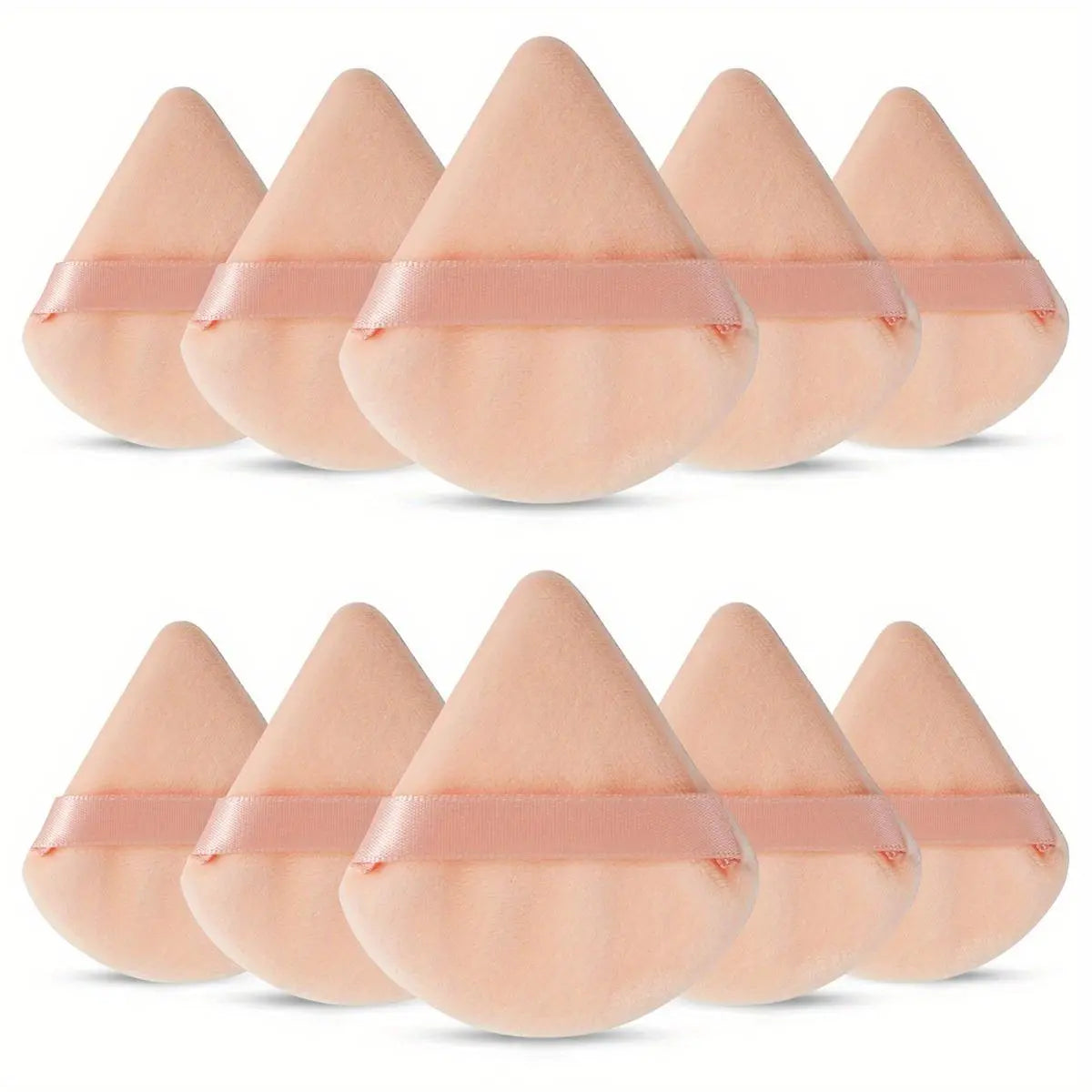 10-Pack Reusable Triangle Powder Puffs, Soft Plush Makeup Sponges for Face Powder