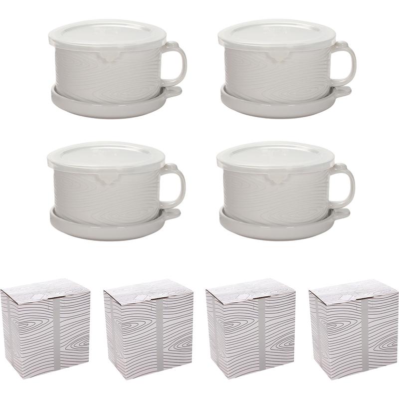 Set of 4 25-oz Halloween Mug Meals with Lids & Gift Boxes, Spooky Seasonal Drinkware & Gift Set