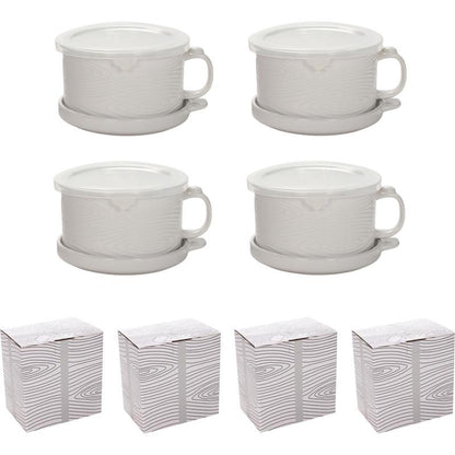 Set of 4 25-oz Halloween Mug Meals with Lids & Gift Boxes, Spooky Seasonal Drinkware & Gift Set