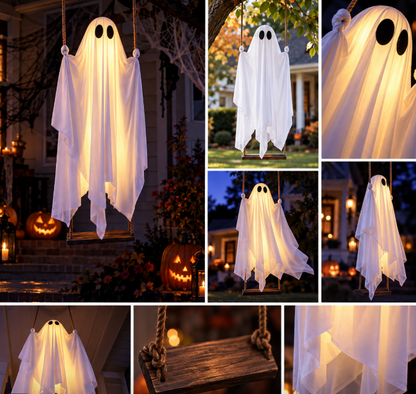 Large Pre-Assembled Hanging Ghosts for Halloween Outdoor Yard, Porch & Party Decorations