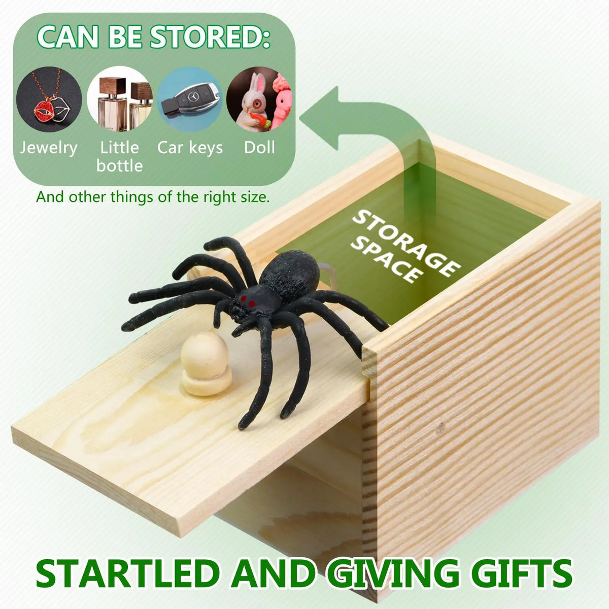 Wooden Spider Prank Box - Funny Gag Toy & Surprise Gift