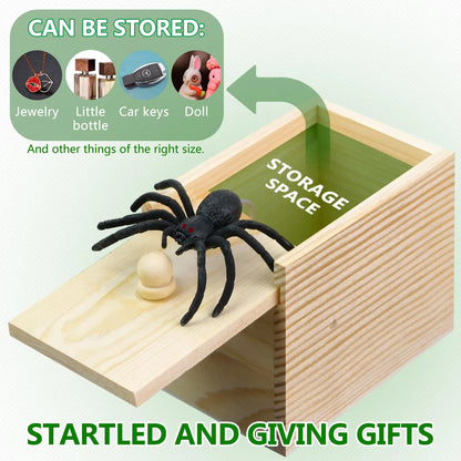 Wooden Spider Prank Box - Funny Gag Toy & Surprise Gift