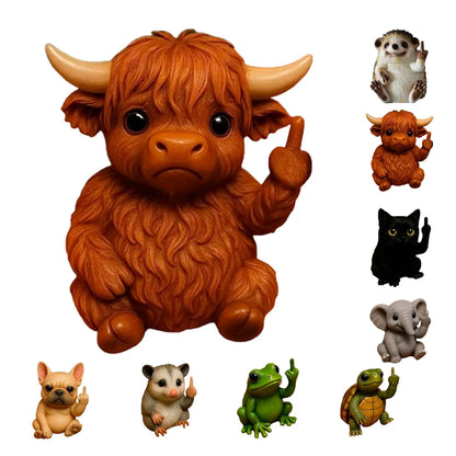 Funny Mini Middle Finger Animal Statue, Cute Desktop & Car Gag Decor