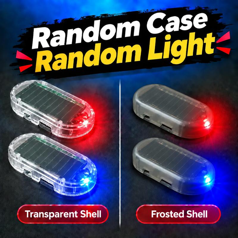 Solar Powered Car Alarm LED Light, Fake Security Warning Flasher, No-Wiring Auto Anti-Theft Decor