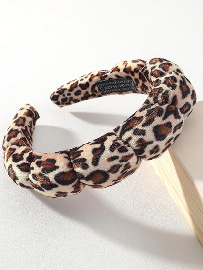 Leopard Print Stretchy Headband for Women & Girls, Fashion Hair Accessory for Makeup & Daily Wear