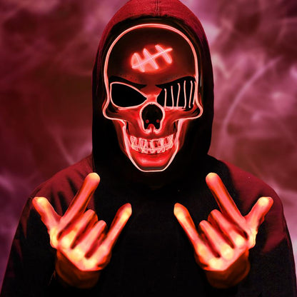 Halloween LED Skull Mask & Gloves Set – Light-Up Skeleton Cosplay Accessories for Costume Parties & Spooky Events