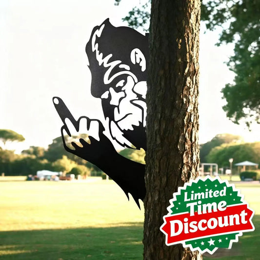 Weatherproof Iron Sasquatch Metal Sign, Funny Middle Finger Yard & Tree Decor, Farmhouse Gift