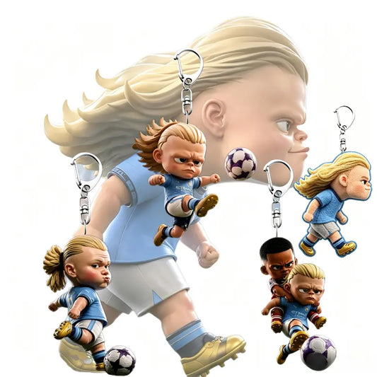 4PCS Cartoon Soccer Acrylic Keychain Set – Cute Bag & Key Charms