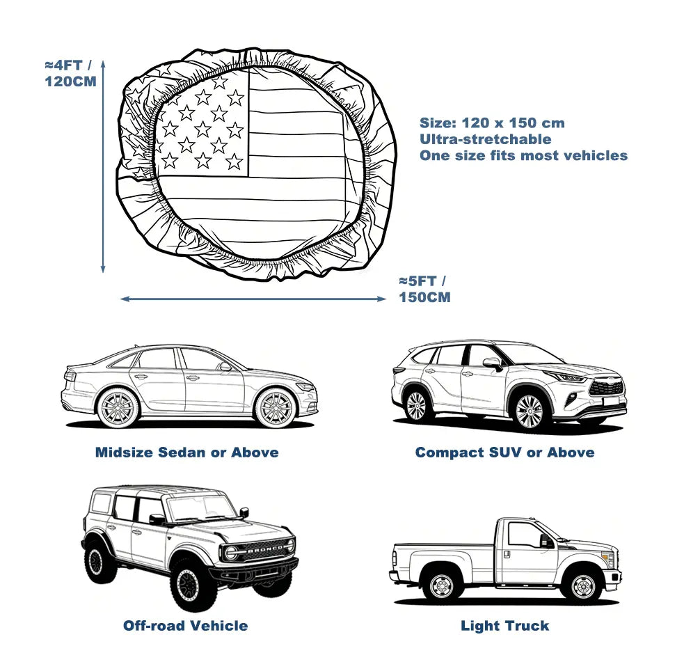 American Flag Car Hood Cover – Memorial & Independence Day Commemorative Edition with Dual Triangle Clips