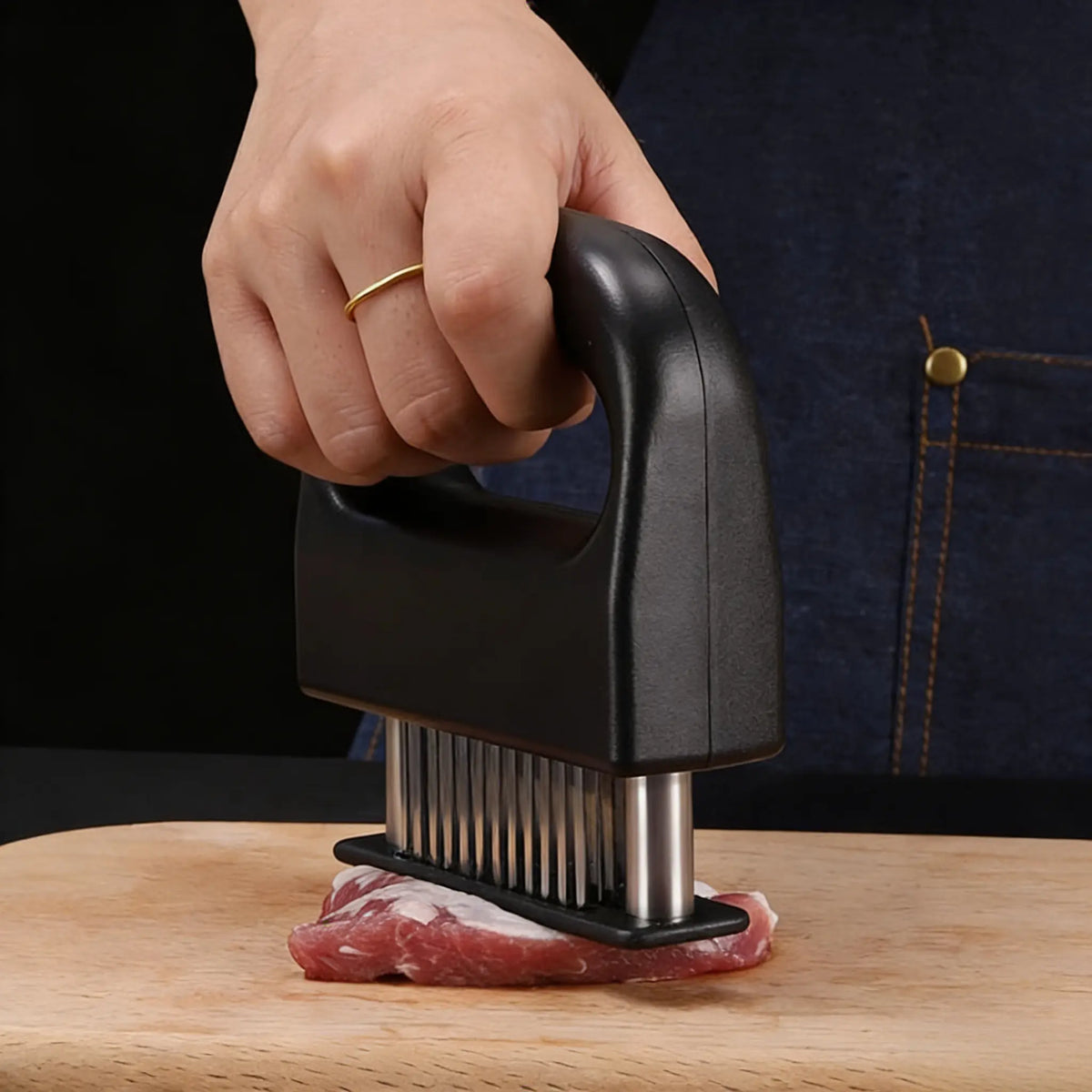 Heavy-Duty Meat Tenderizer Utensil with 48 Ultra-Sharp Stainless Steel Blades for Chicken, Steak, Veal - BBQ Kitchen Gadget for Tenderizing Meat, Utensils, Tenderizes Meat