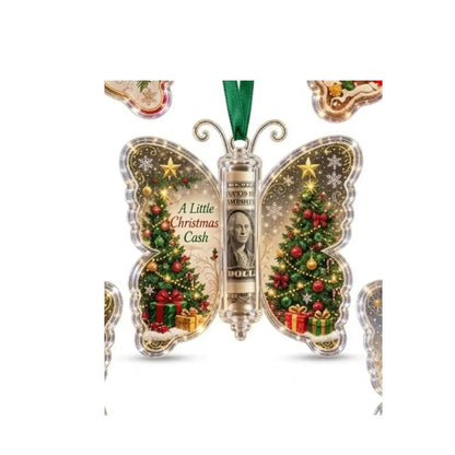 Christmas Cash Gift Ornament, Butterfly Money Holder with Clear Acrylic Display, 5PCS Set