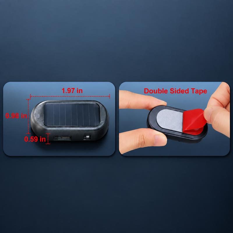 Solar Powered Car Alarm LED Light, Fake Security Warning Flasher, No-Wiring Auto Anti-Theft Decor